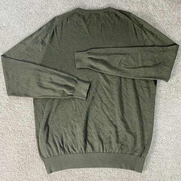 SuitSupply Sweater Mens XL Army Green Silk Cotton Knit Crew Neck Lightweight - Picture 3 of 8